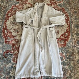 Under The Canopy M/L 100% Organic Cotton Lux Blue Wrap Terry Warm Long Wrap Robe